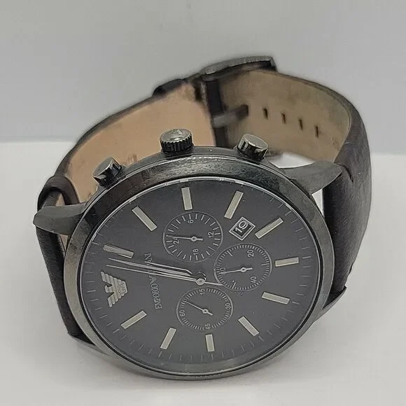 Emporio Armani AR2462 Men's Brown Leather Analog Dial Quartz Wrist Watch BC459